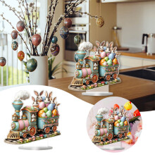 1PC 9" Easter Rabbit Car Figurine – 2D Acrylic Desktop Ornament, Cute Cartoon Design for Living Room & Holiday Party (Compatible with Easter Decor)