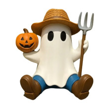 Halloween Cute Ghost Figurine Living Room Resin Craft Halloween Decorations Cute Ghost Tabletop Ornaments 5.9" Little Ghost Fisherman