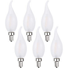 Bombillas tipo candelabro regulables E12 esmeriladas, 2700K (paquete de 6)