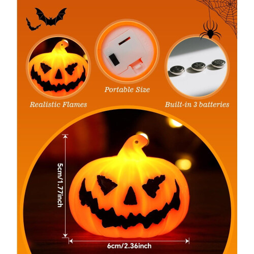 Halloweenpumpa LED-värmeljus med spökansikte 1