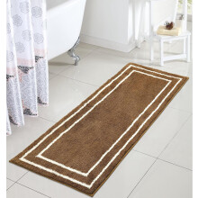 Microfiber Bath Mat 18 x 47 in Brown Geometric