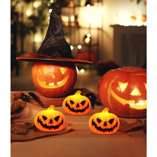 Halloweenpumpa LED-värmeljus med spökansikte 2