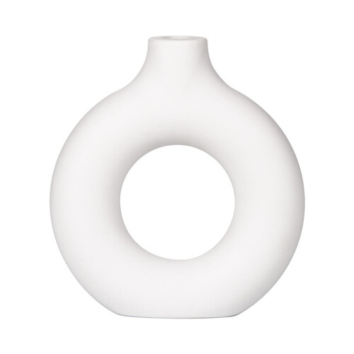 White Donut-Shaped Plastic Vase 23x21cm