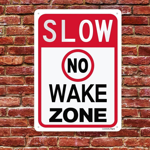 Πινακίδα "Slow Down No Wake Zone" 30x40cm Ανακλαστικό Αλουμίνιο 1