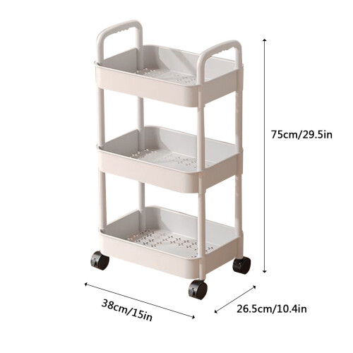 Carrello portaoggetti in plastica a 3 ripiani con ruote – Compatto e mobile 1