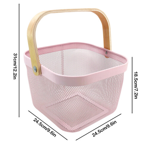 Scandinavian Iron Wire Basket with Wooden Handle 2