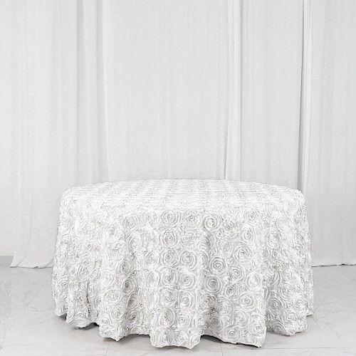 Round Satin Tablecloth with Raised Rosettes, 120 in 2