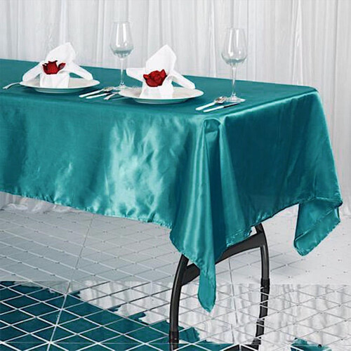 Satin Rectangular Tablecloth 60 x 102 in Turquoise 1
