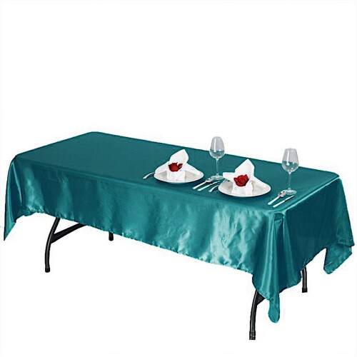 Satin Rectangular Tablecloth 60 x 102 in Turquoise 2