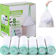 Sacs poubelle verts non parfumés à cordon, 8 gallons, lot de 120