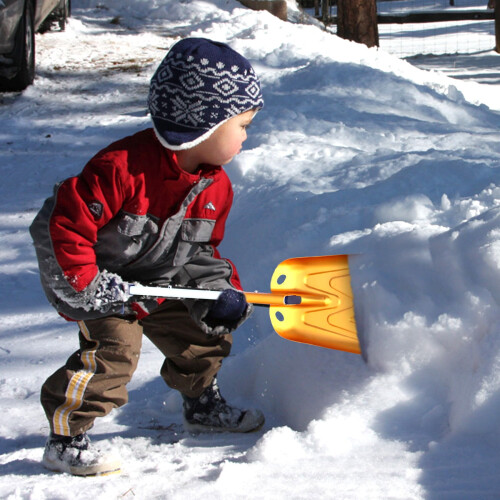 Pá de neve ajustável de 65 cm (25,6 polegadas) e 22 cm (8,6 polegadas) de largura, dourada 2