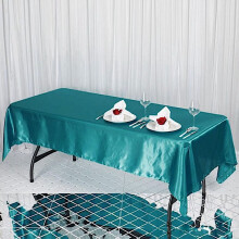 Satin Rectangular Tablecloth 60 x 102 in Turquoise