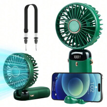 Zelený mini ventilátor se 3 lopatkami, 5 rychlostmi, USB-C