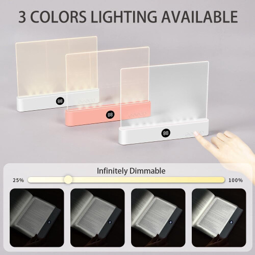 Lampe de lecture LED rechargeable avec 3 modes de couleur, intensité variable, 2