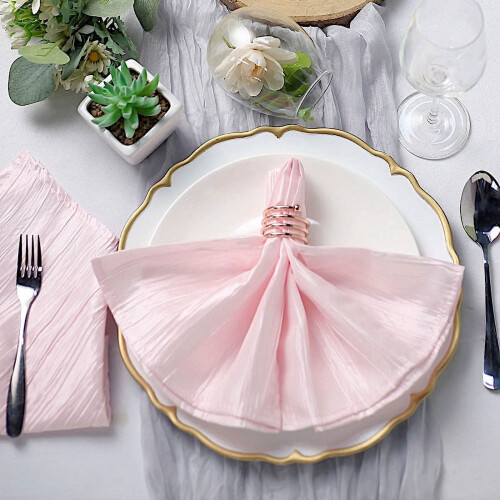 Crinkle Taffeta Table Napkins 20" x 20" (5 Pack) 1