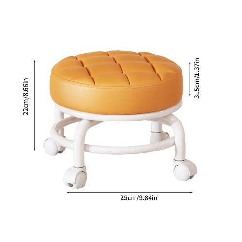 Tabouret roulant bas avec roulettes pivotantes à 360 orange 2