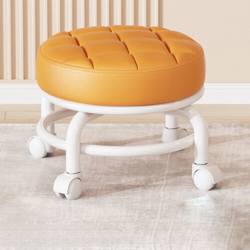 Tabouret roulant bas avec roulettes pivotantes à 360 orange