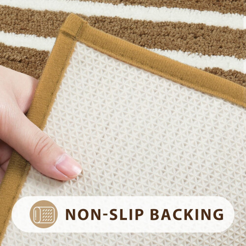 Microfiber Bath Mat 18 x 47 in Brown Geometric 2