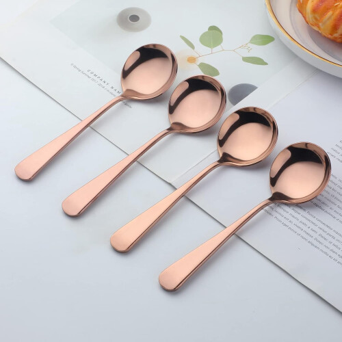 Conjunto de 6 colheres de sopa em aço inoxidável, colheres de sobremesa de 16 cm (6,3 polegadas) 1