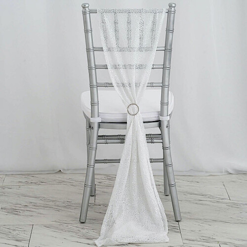 White Sequin Chair Sash – 12 in x 108 in 1