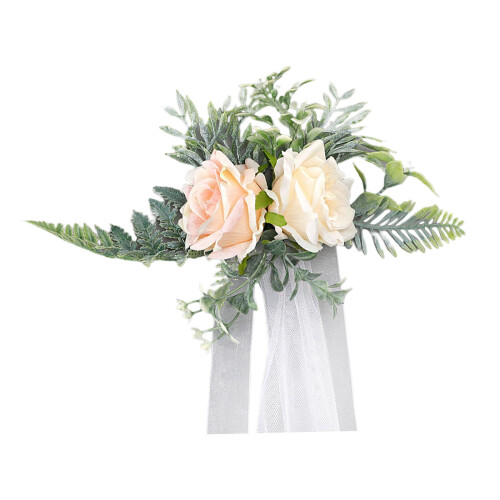 Artificial Rose Chair Back Swag with Silk Ribbon 1