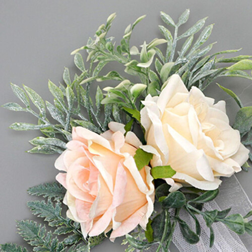 Artificial Rose Chair Back Swag with Silk Ribbon 2