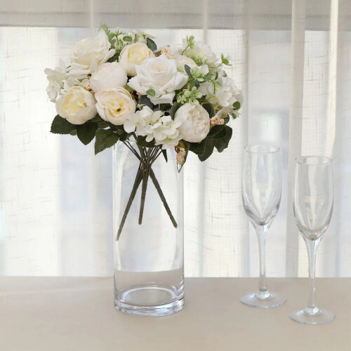Silk Peony Rose Hydrangea Bouquets 12 in 2 Pack 2