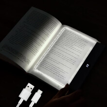 Akumulatorowa płaska lampka LED do czytania – 3 kolory, ściemnialna,