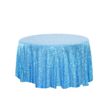 Round Sequin Tablecloth 60 cm Blue Polyester