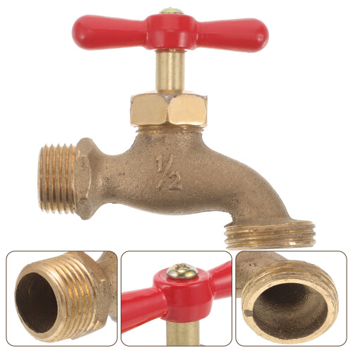 Vintage Messing-Außenwasserhahn, Wandmontage, Doppelgriff
