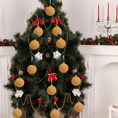 6 Pack Shatterproof Velvet Christmas Ornaments