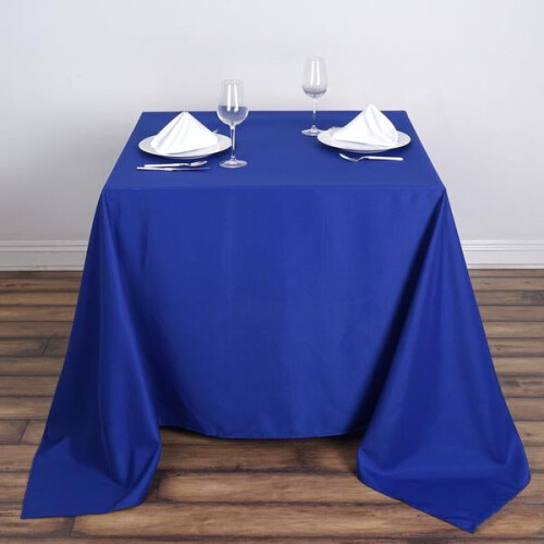 Royal Blue Square Tablecloths 90 x 90 in Polyester 6 Pack