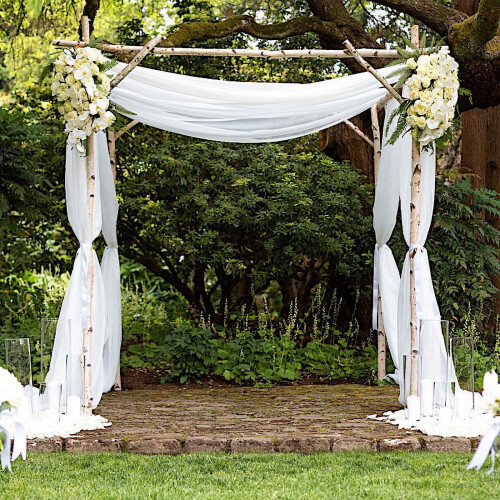 White Sheer Chiffon Curtain Panel 5 ft x 32 ft 1