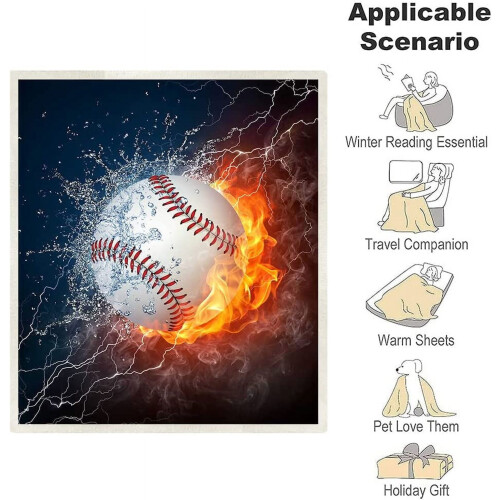 Baseball Throw Blanket Sherpa 60x80 in 2