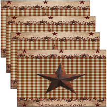 Linen Placemats Set of 4 – 18 x 12 in, Rustic Farmhouse
