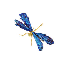 Kyanite Dragonfly Ornament, Electroplated Blue Crystal