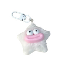 Porte-clés Design étoile en peluche, accessoire d'hiver-Blanc