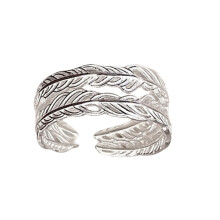 Bagues à motif de plumes minimalistes, ton argent, bijoux-UN