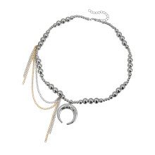 Collier pendentif croissant de perles polyvalent pour femmes,