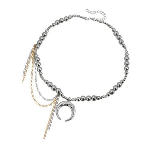 Collier pendentif croissant de perles polyvalent pour femmes,