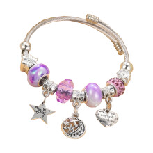 Bracelet de perles en strass fait à la main, résistant à -Violet