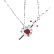 Unisex Couple Necklace Heart Rapier Design Stylish Neckchain-B