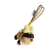 Porte-clés inspiré de chien abeille, jouet en peluche,-4