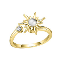 Golden Sunflower Fidgets Ring Rotating Stress Relief-gold color