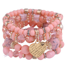 Frange de perles en résine multicouche élastique, bijoux-Rose