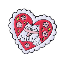 Schöne Katzen-Herzform-Legierungsbrosche, sichere-QHXZ4936