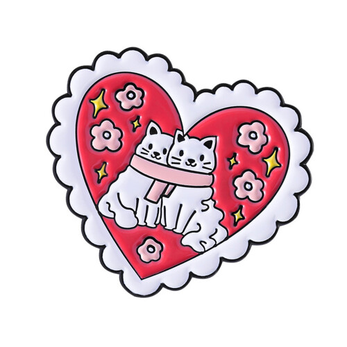 Schöne Katzen-Herzform-Legierungsbrosche, sichere-QHXZ4936