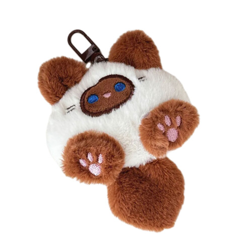 Porte-clés chat en peluche mignon, décor de chaton de dessin-C