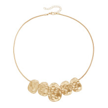 Collier pendentif en alliage texturé, conception asymétrique,-Or