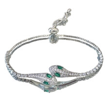 Diamants étincelants luxueux de bracelet réglable de-Argent